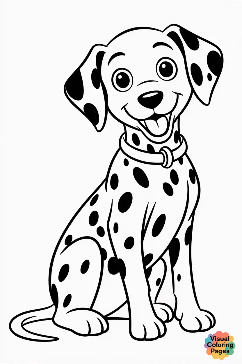 dalmatian sitting happily with spotted coat