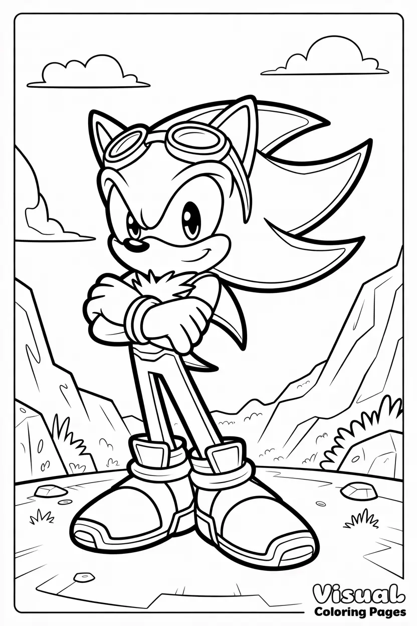 detailed outline of silver the hedgehog