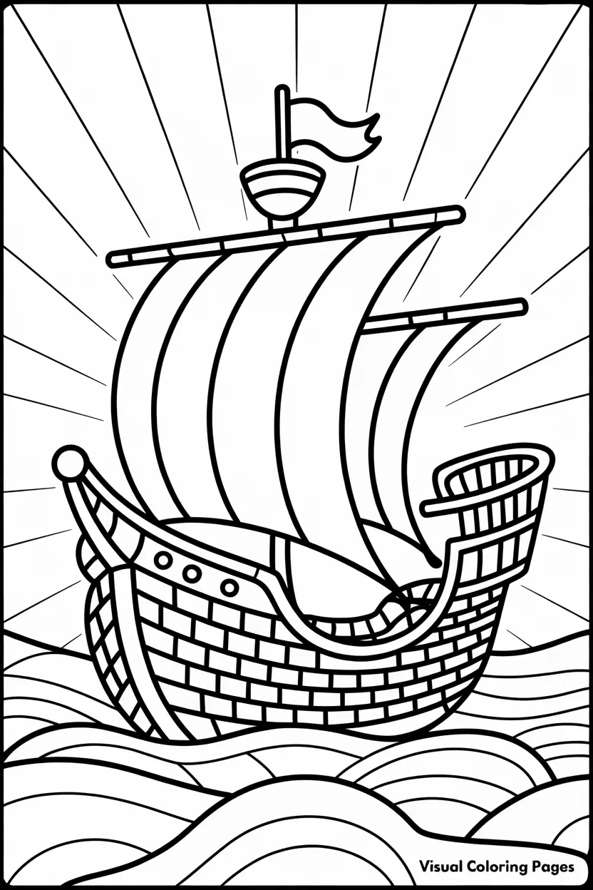 detailed ship mosaic coloring sheet