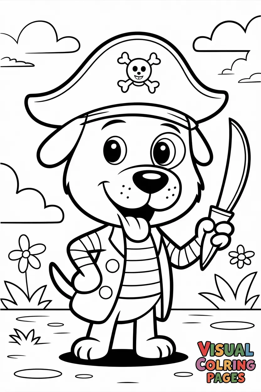 dog dressed as a pirate with a hat