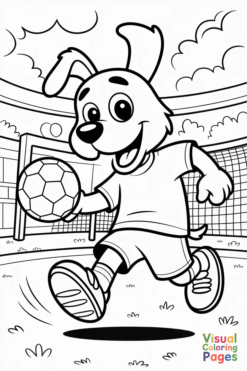 dog playing soccer with a ball