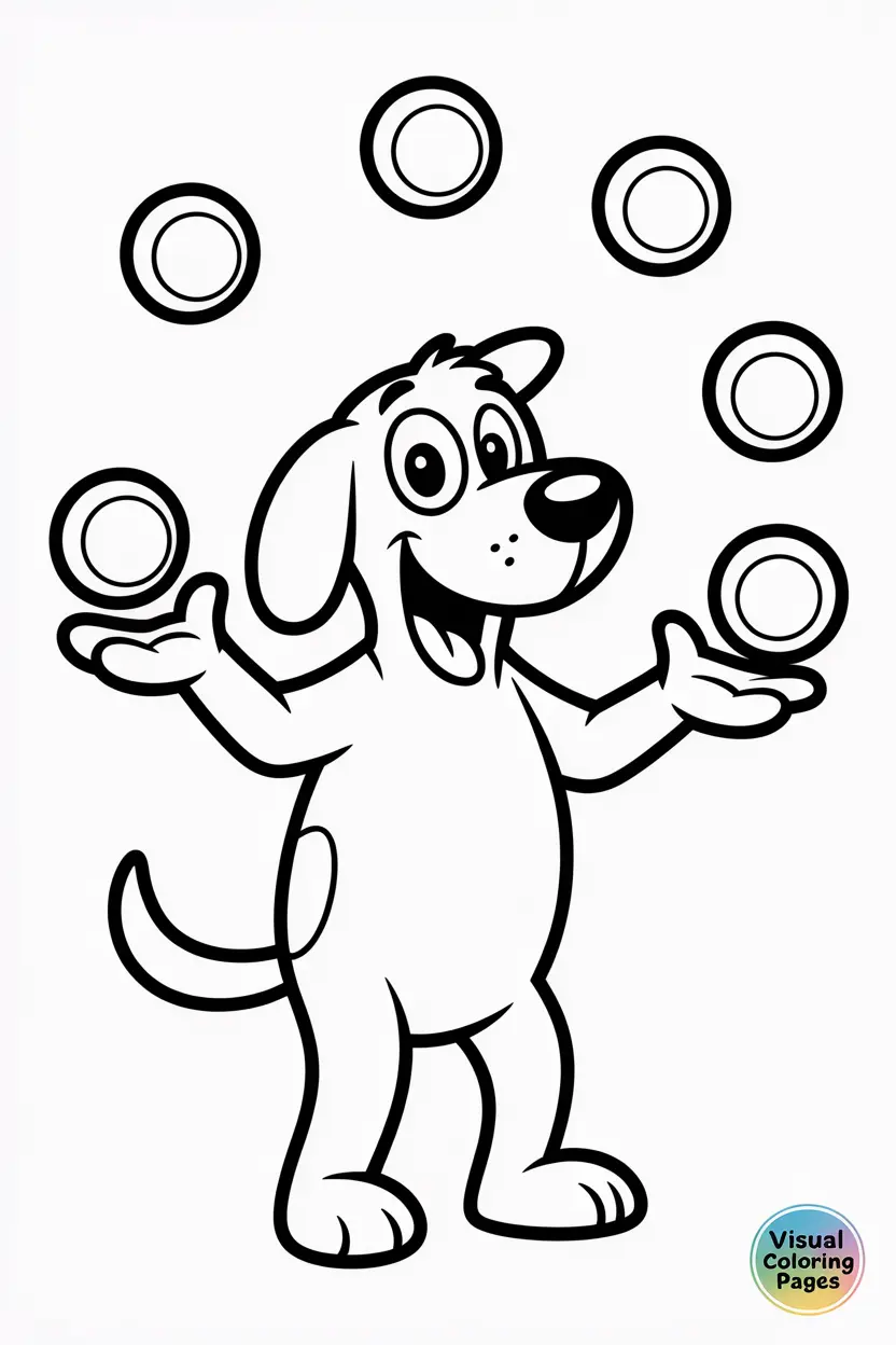 dog standing on its back legs juggling balls