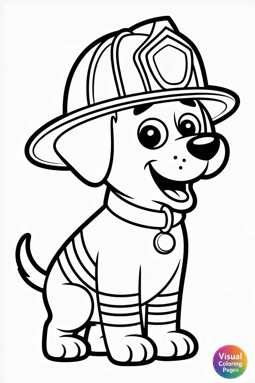 dog wearing a firefighter helmet