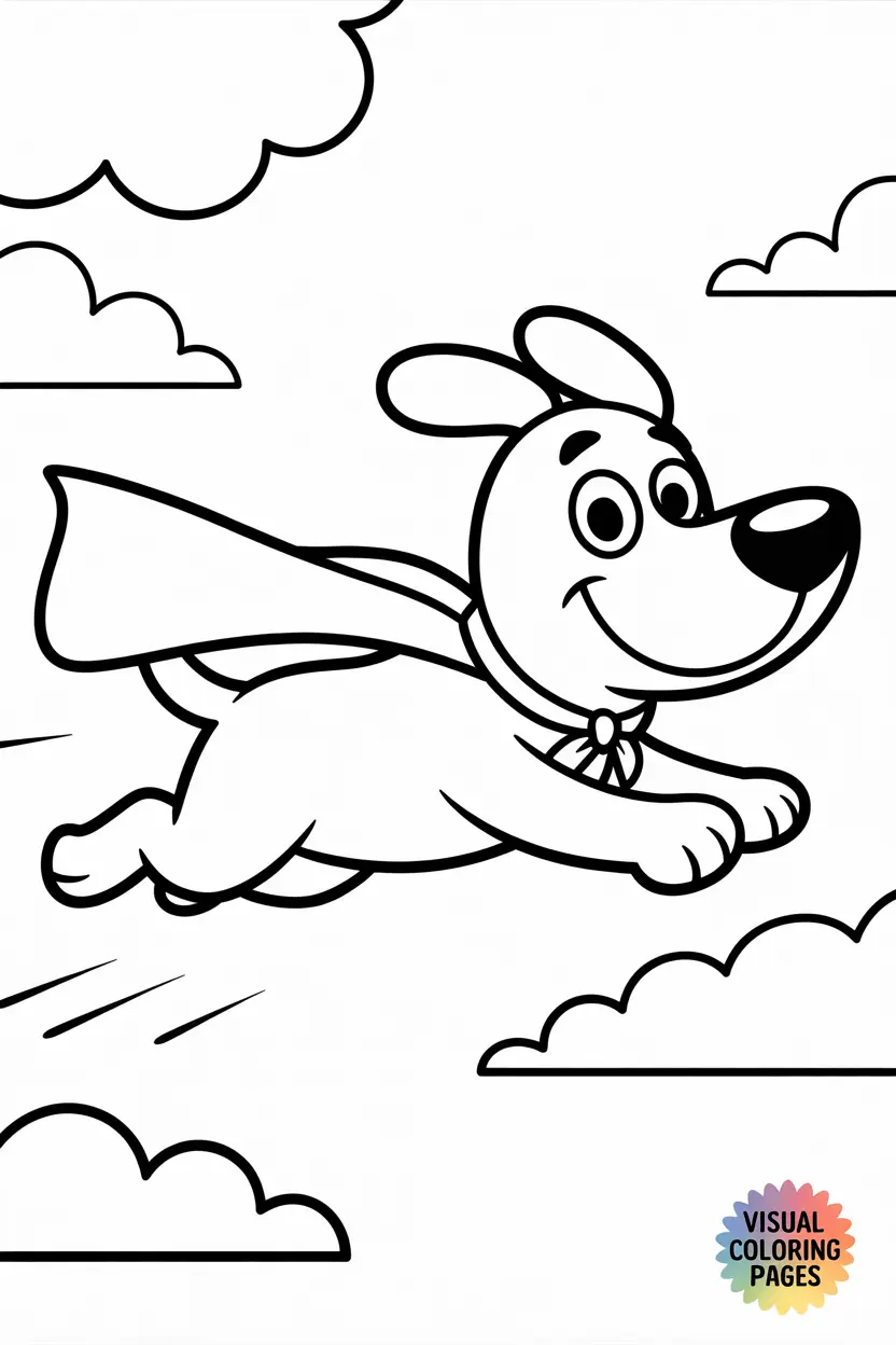 dog wearing a superhero cape flying in the air