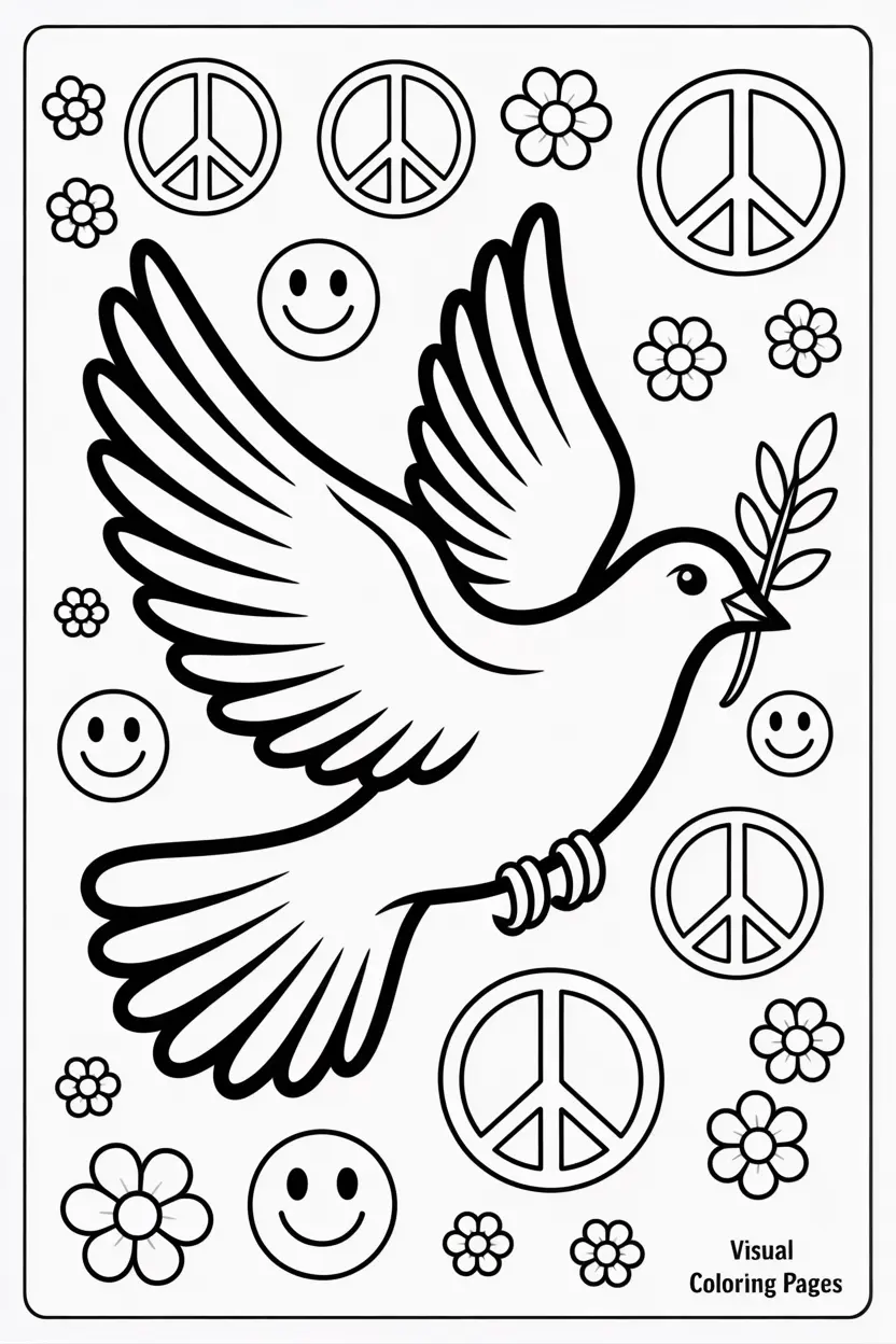 dove carrying an olive branch coloring sheet