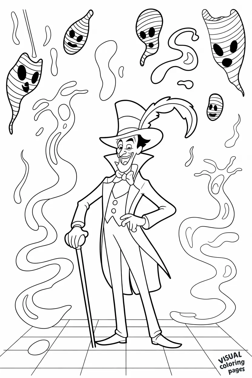 dr. facilier with dark magic disney villain coloring sheet