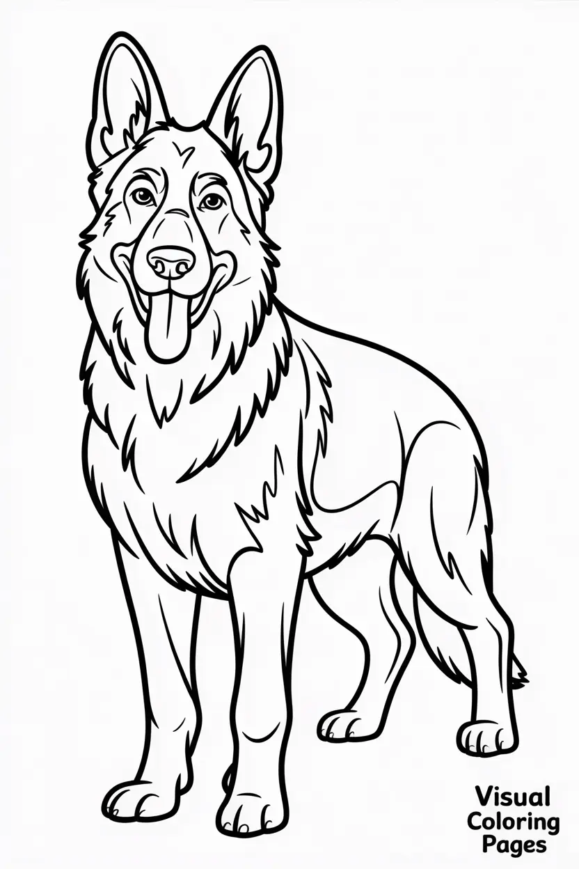 ealistic german shepherd standing proudly