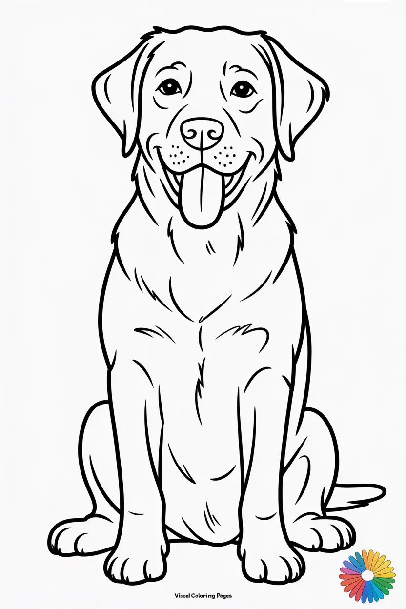 ealistic labrador retriever sitting happily tongue out