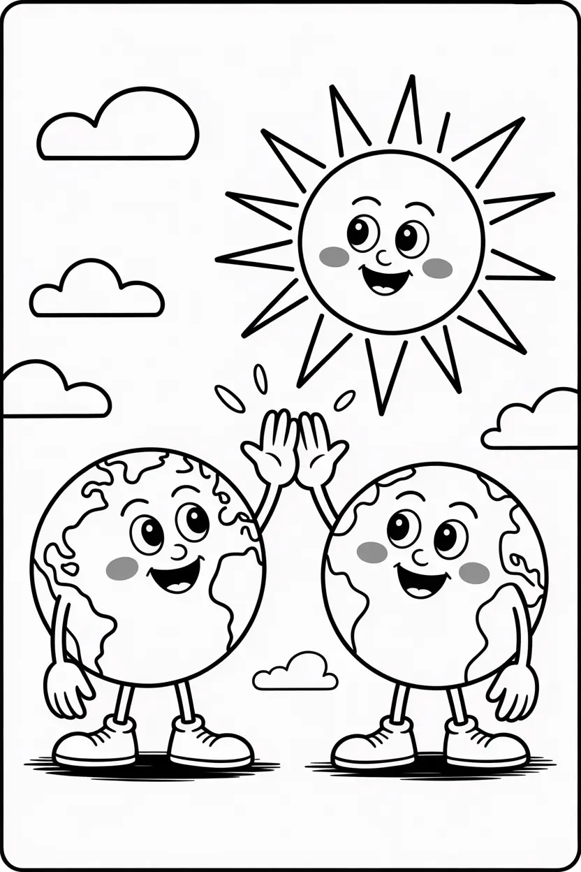 earth and Sun giving each other a high five