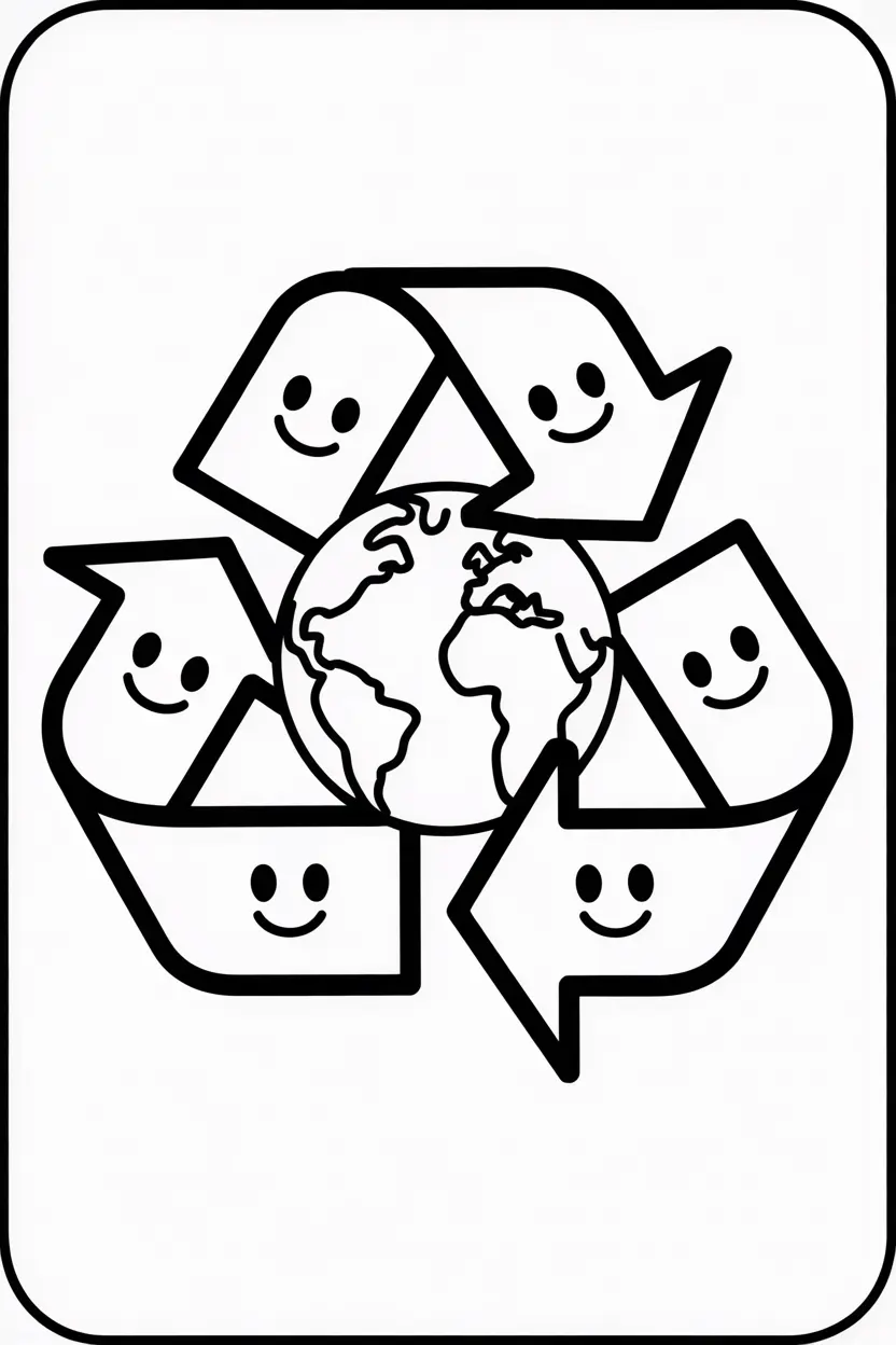 earth inside a recycling symbol with smiling arrows