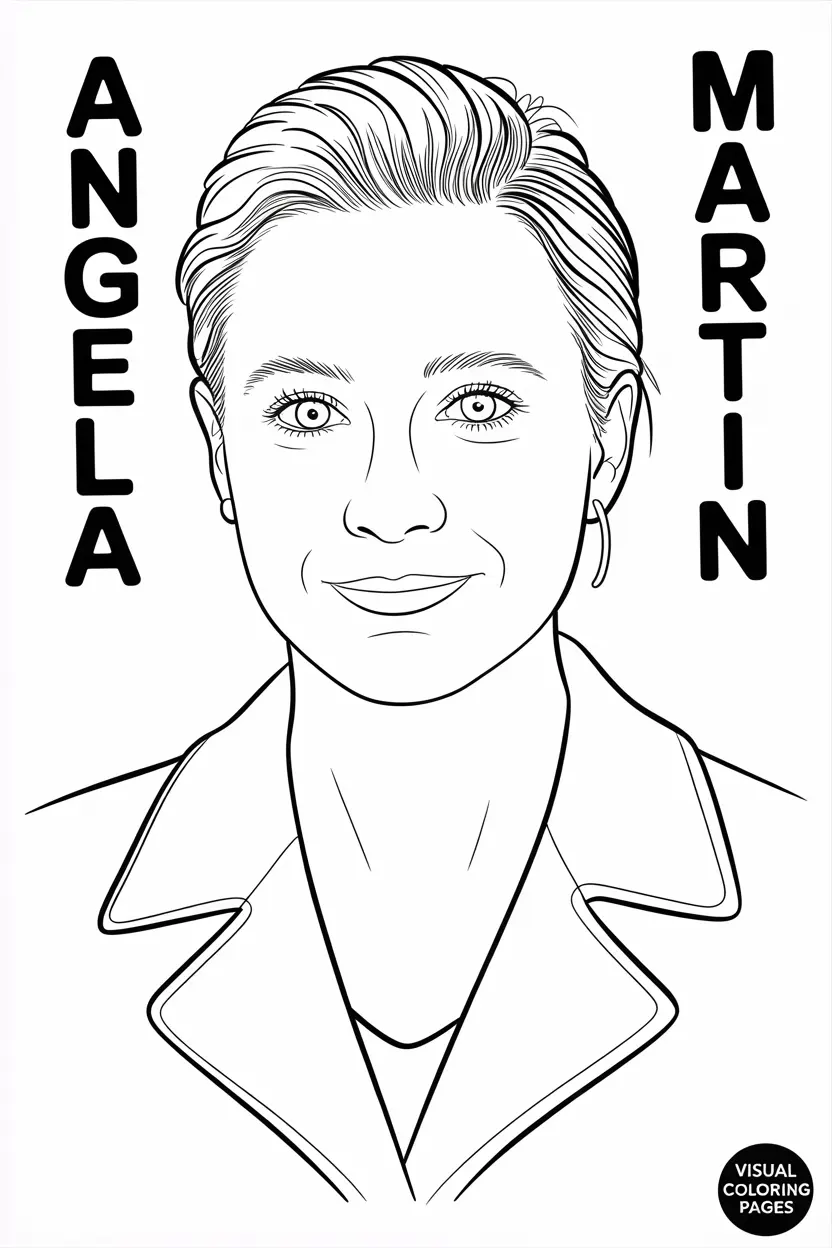 easy angela martin portrait coloring page for kids