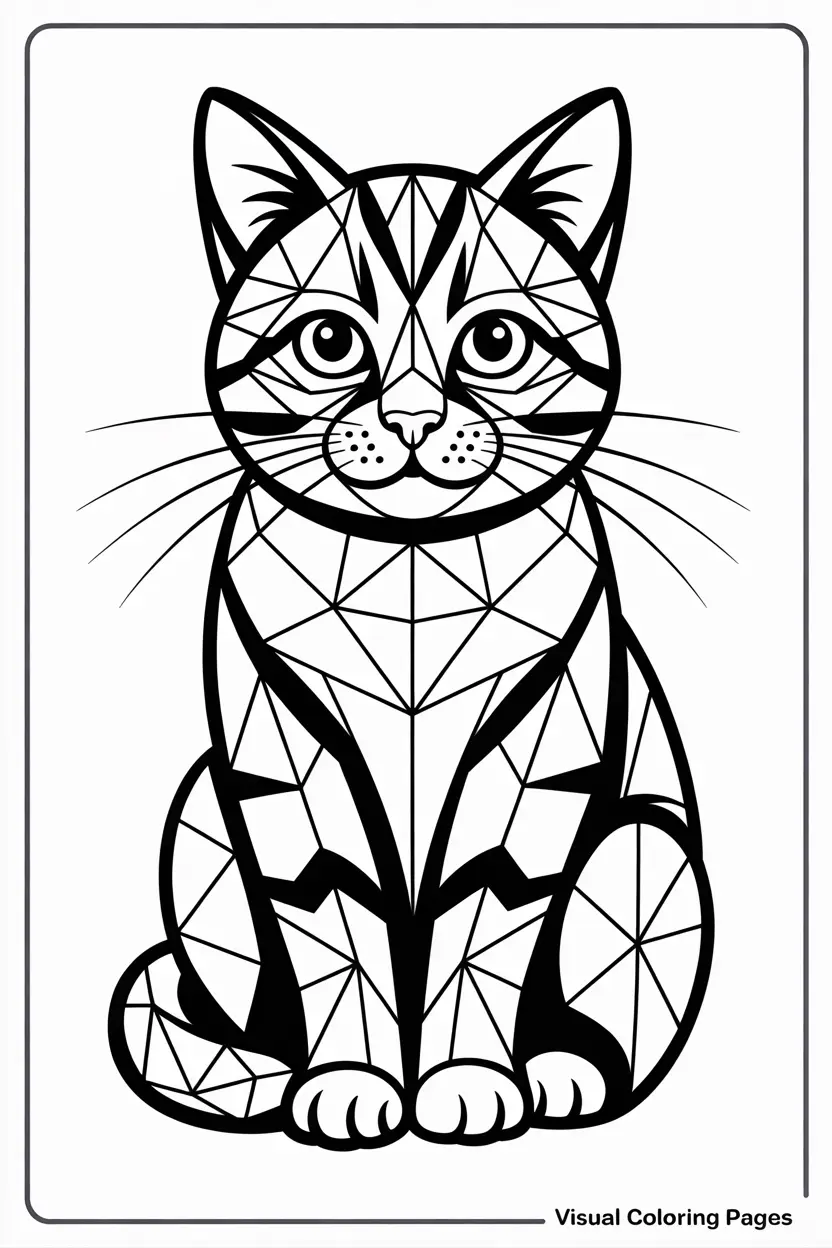 easy cat mosaic coloring page for kids