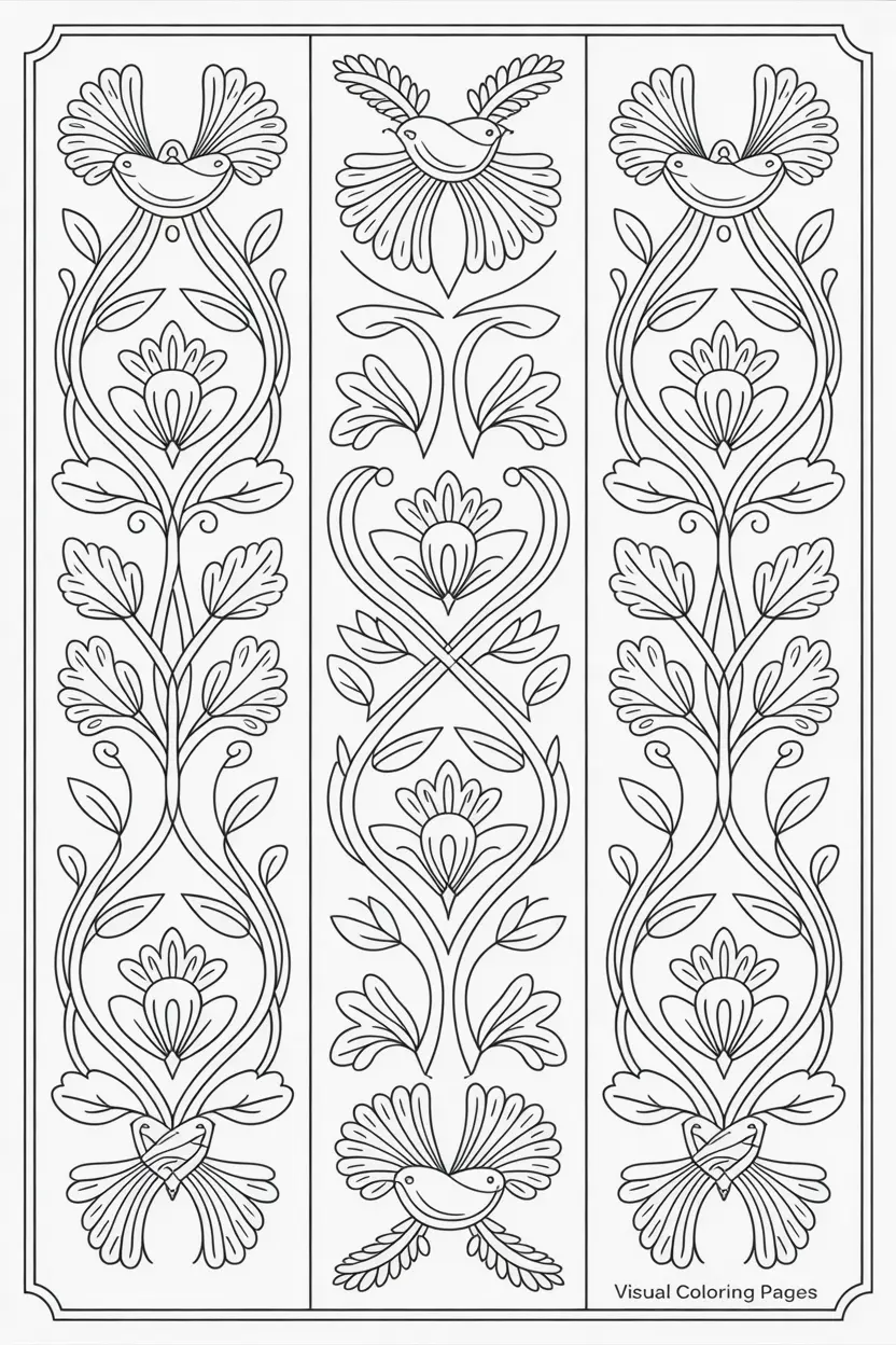easy flowing floral pattern coloring sheet