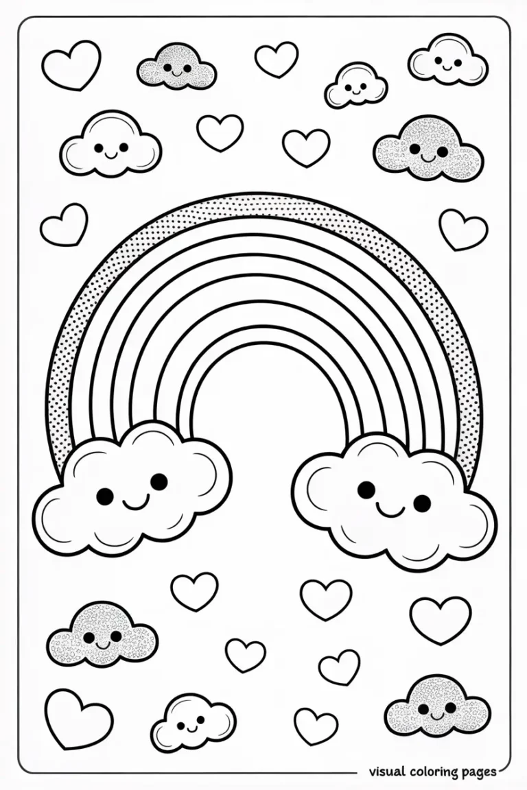 Easy Rainbow with Flowers Coloring Page for Preschoolers