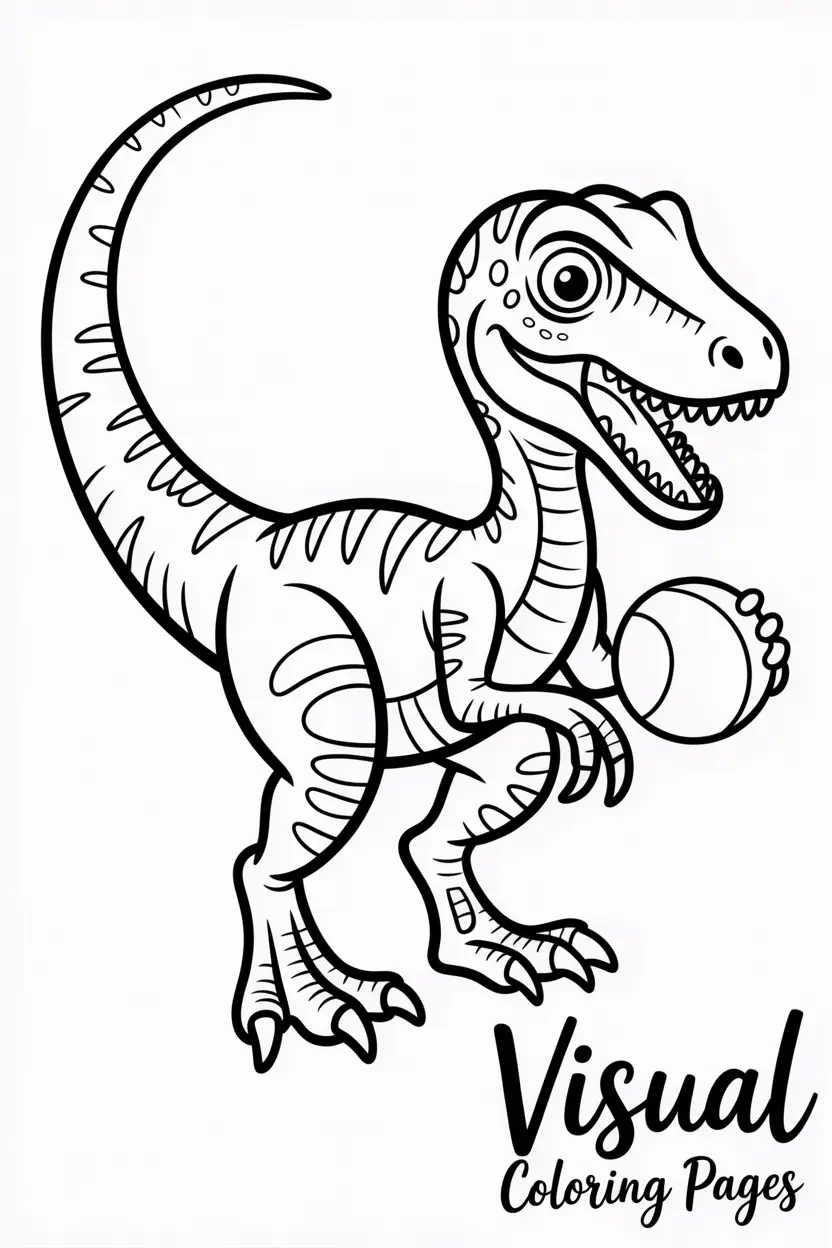 elociraptor playing with a ball