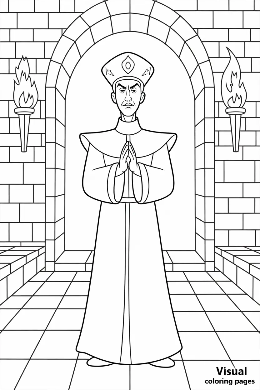 evil claude frollo disney villain coloring sheet