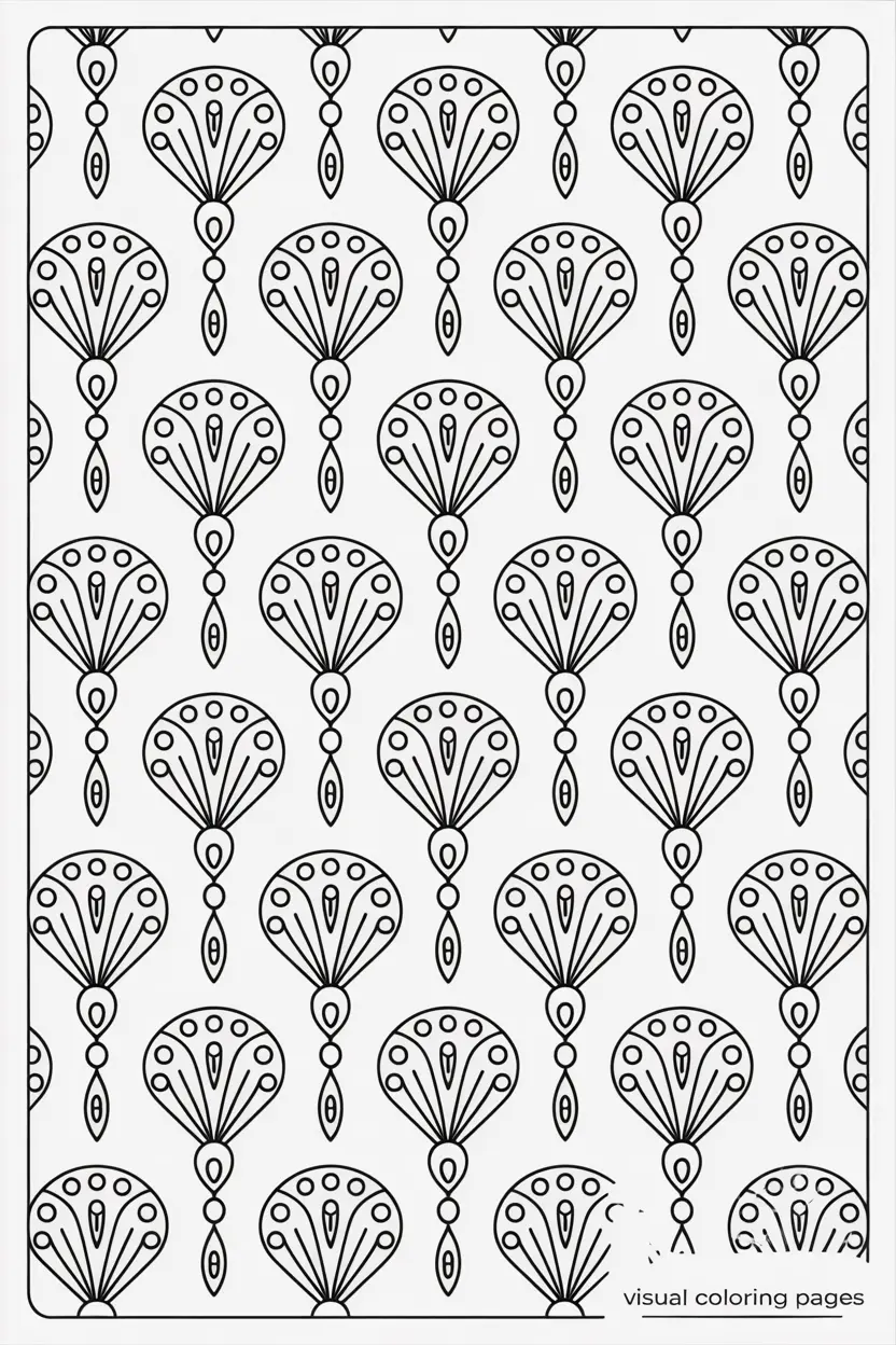 fan flower pattern coloring sheet