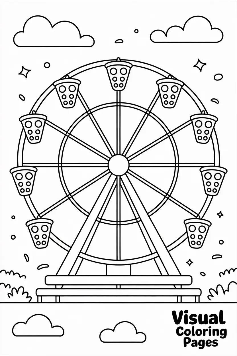 ferris wheel with pizza slices as seats