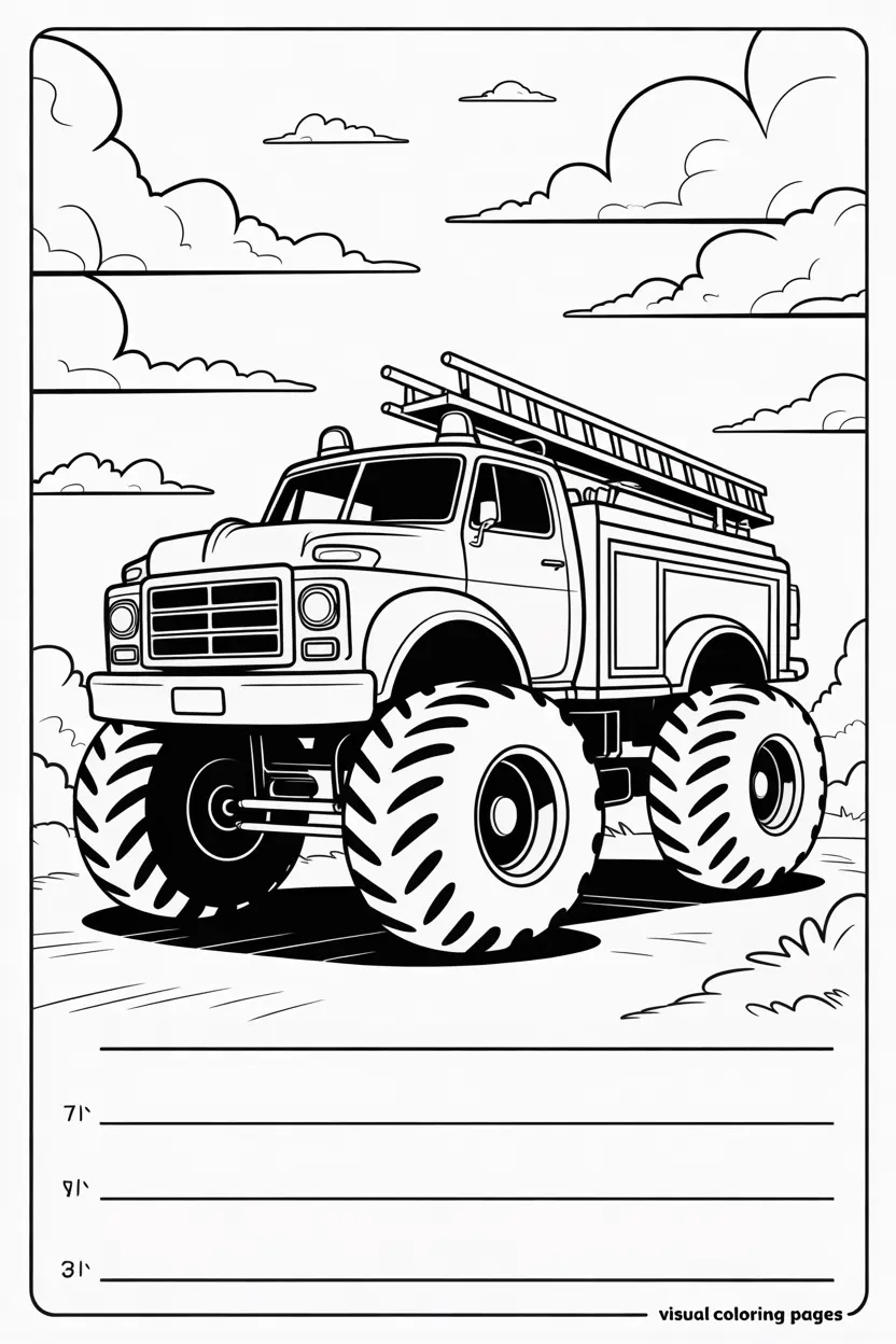 fire monster truck coloring pages
