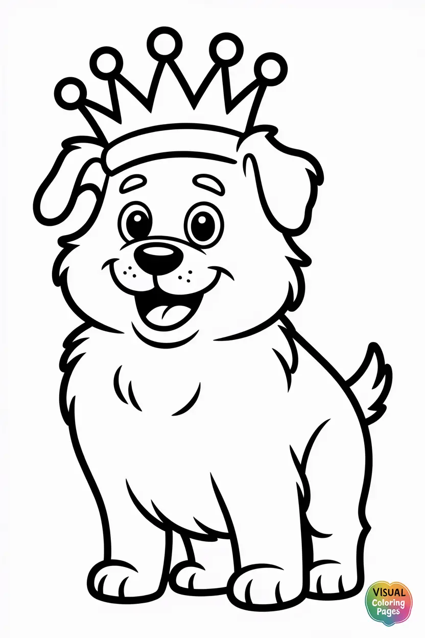 fluffy dog wearing a crown like a king