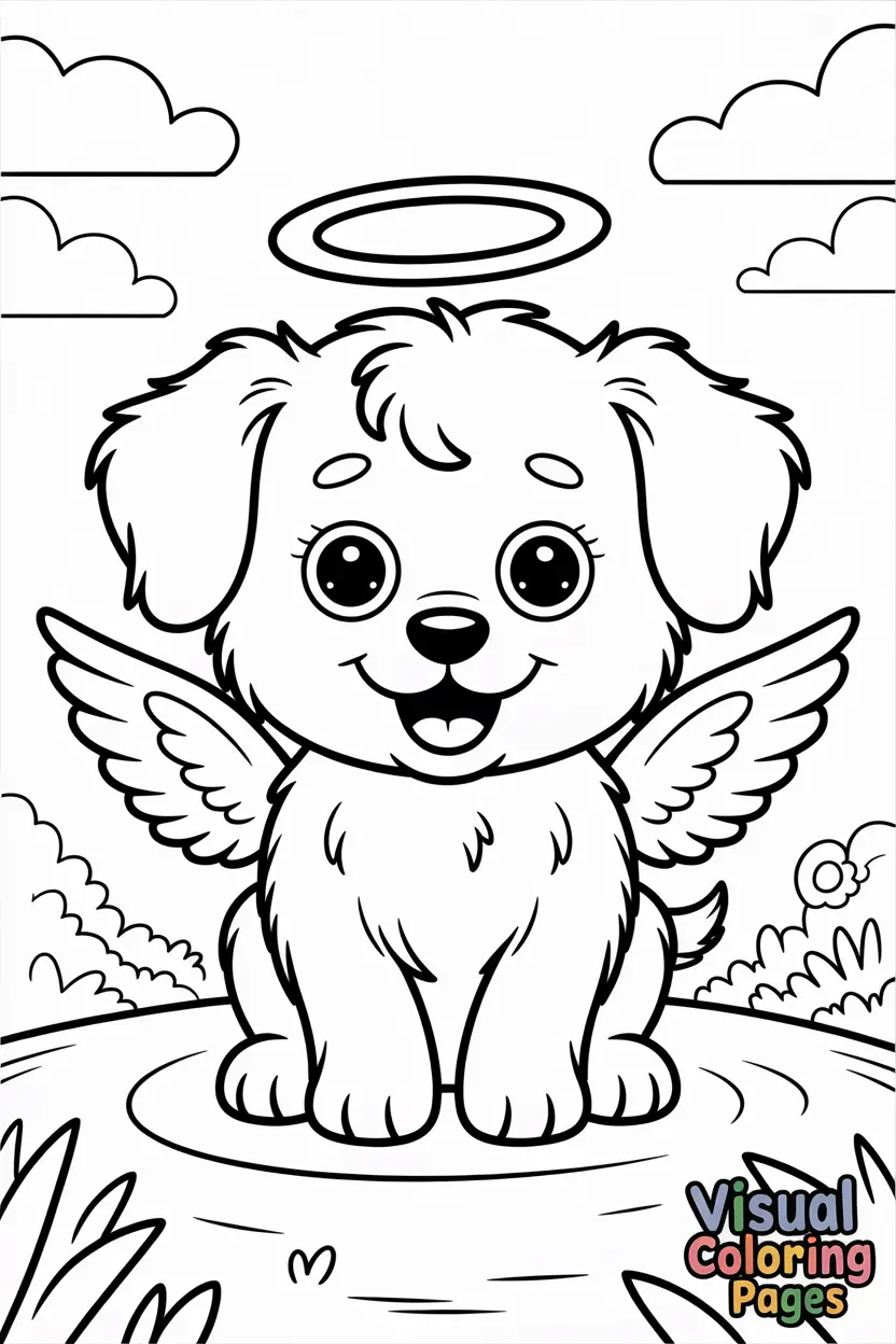 fluffy puppy with angel wings