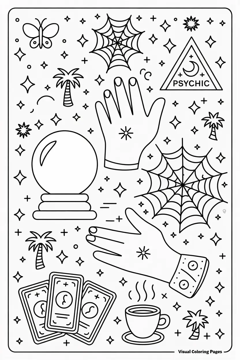 full page boho elements coloring sheet
