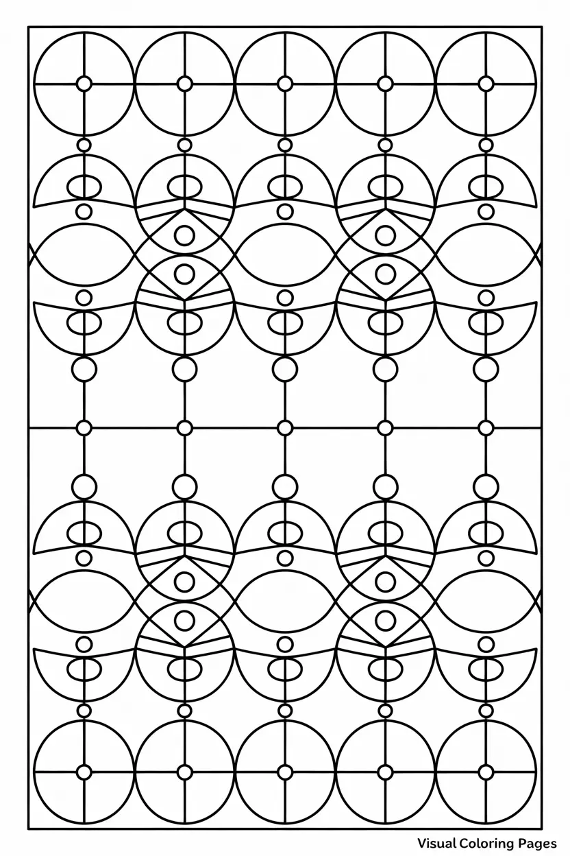 full page circles and triangles geometric pattern coloring page