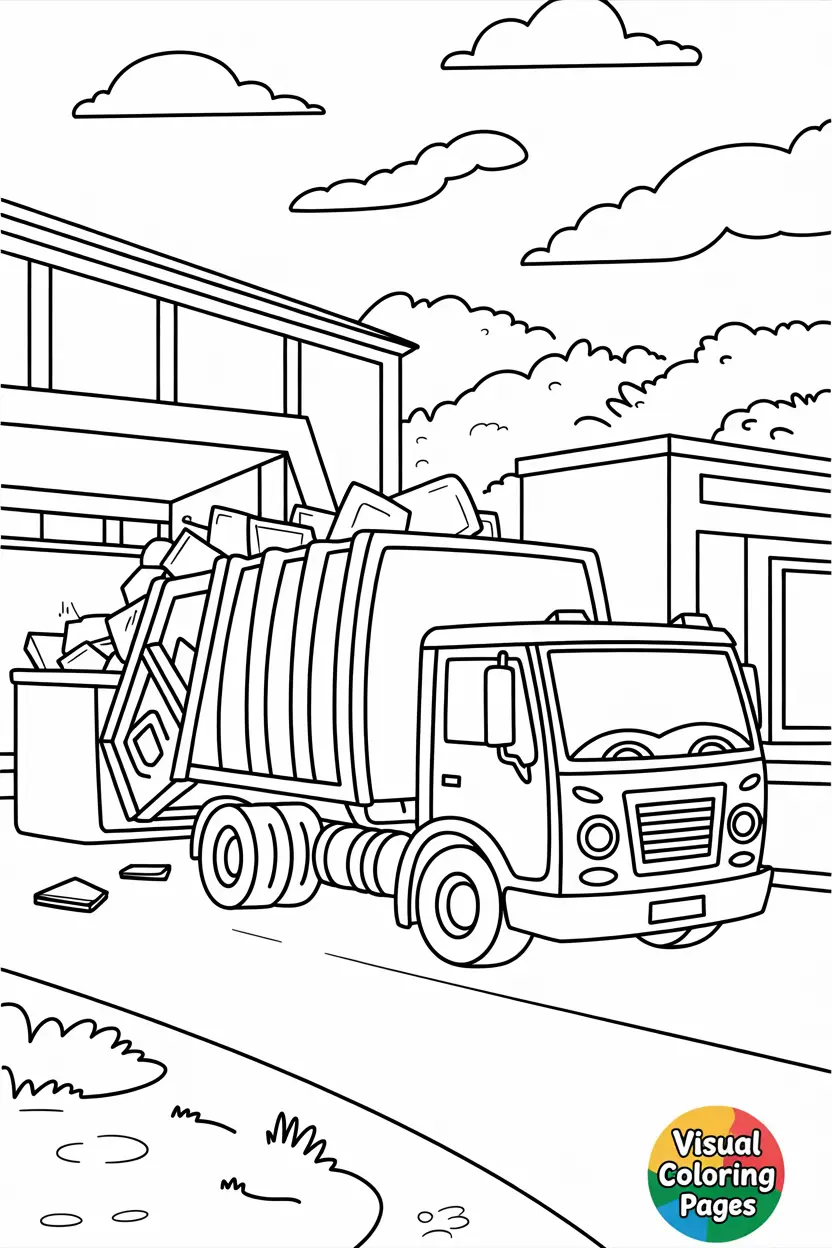 garbage truck unloading trash at a recycling center
