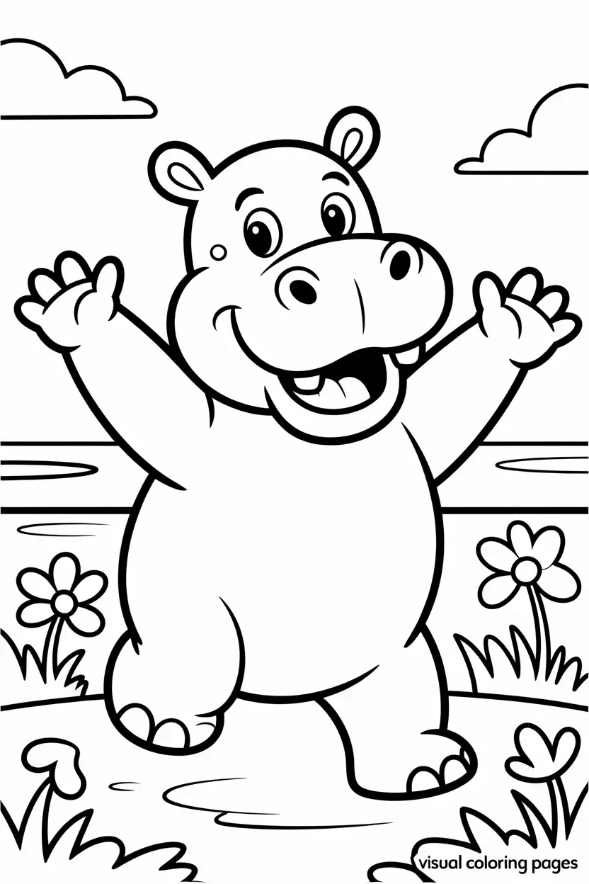 happy gloria the hippo coloring sheet