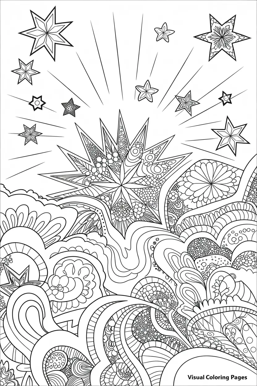 hippie mandala with flowers and stars