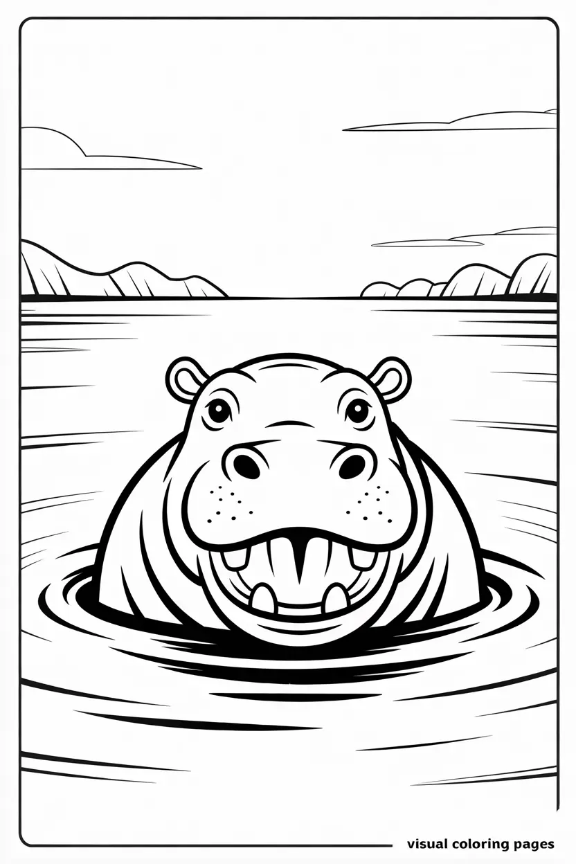 hippo with its mouth wide open showing teeth