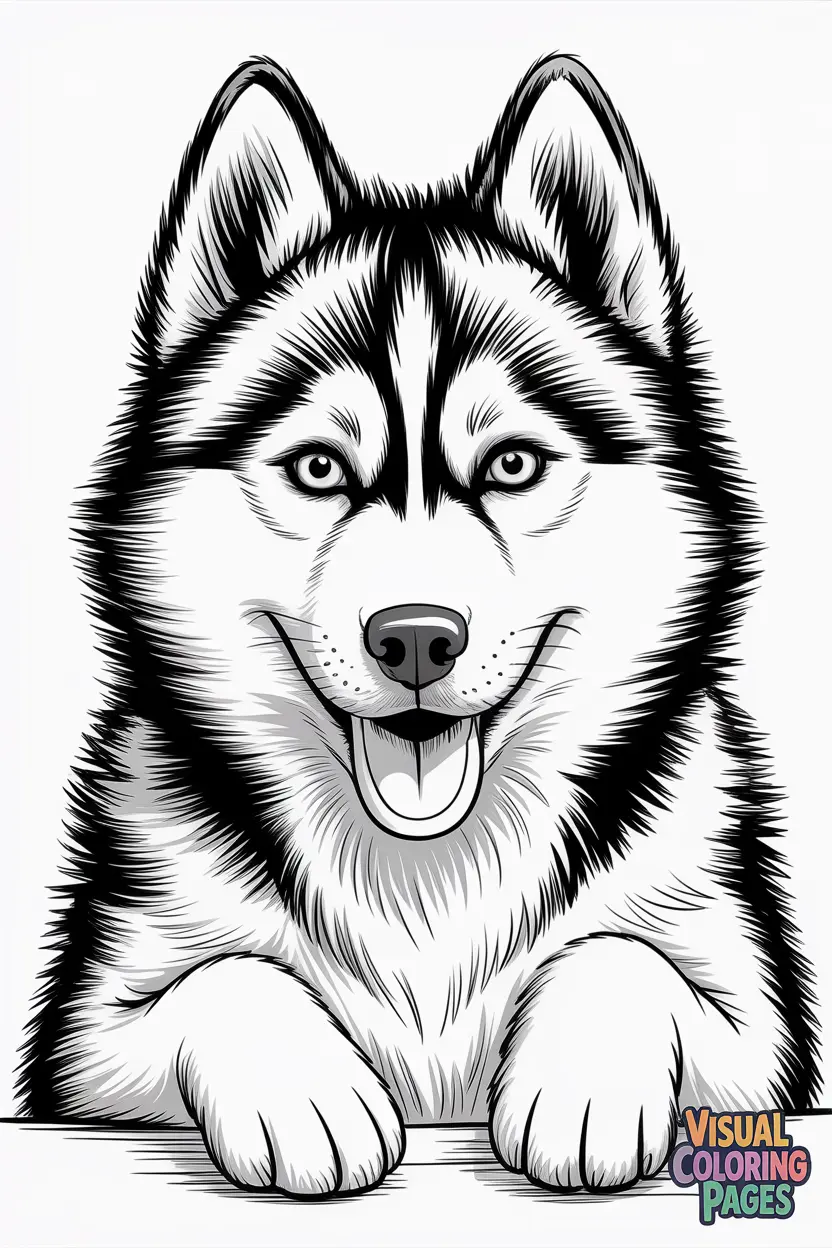 husky with fluffy fur and bright eyes