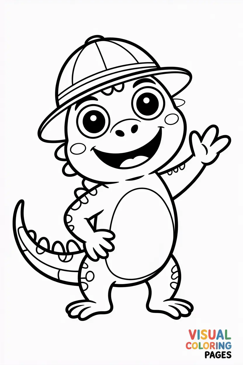 iguana wearing a small explorer hat