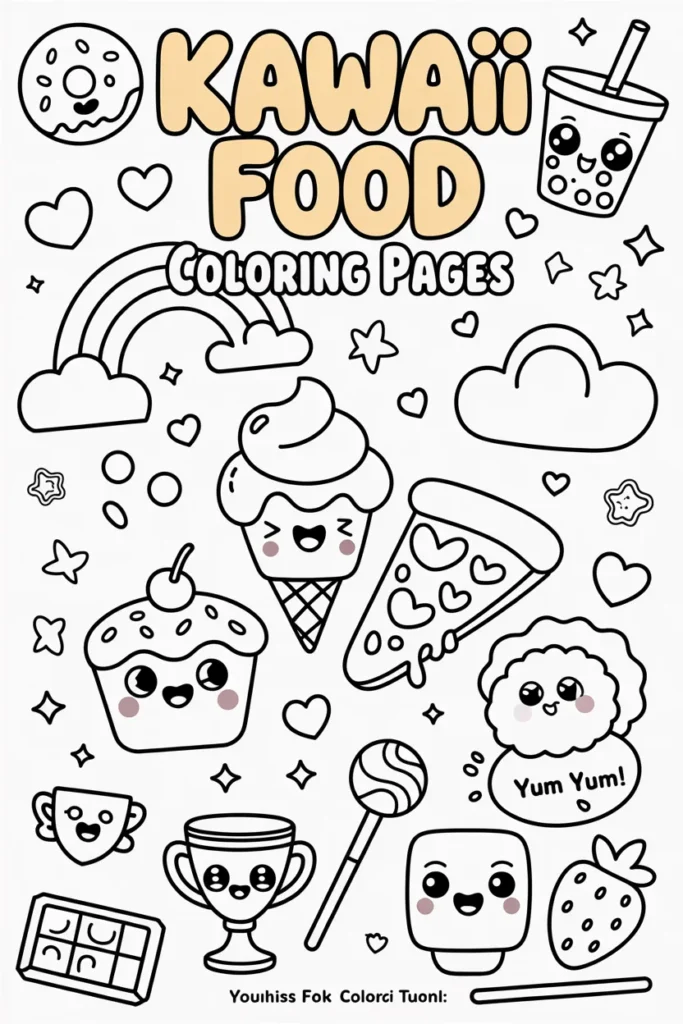 kawaii food coloring pages