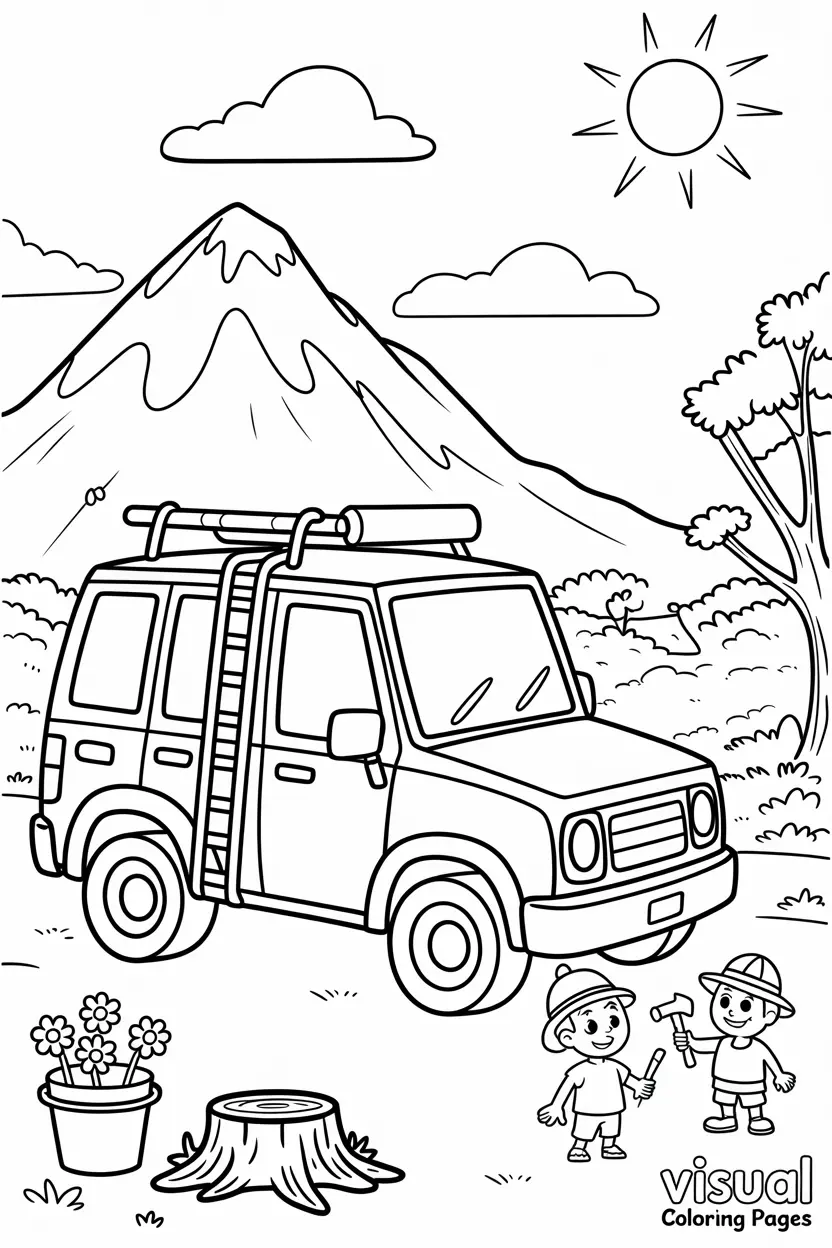 kids playing in front of bluey car