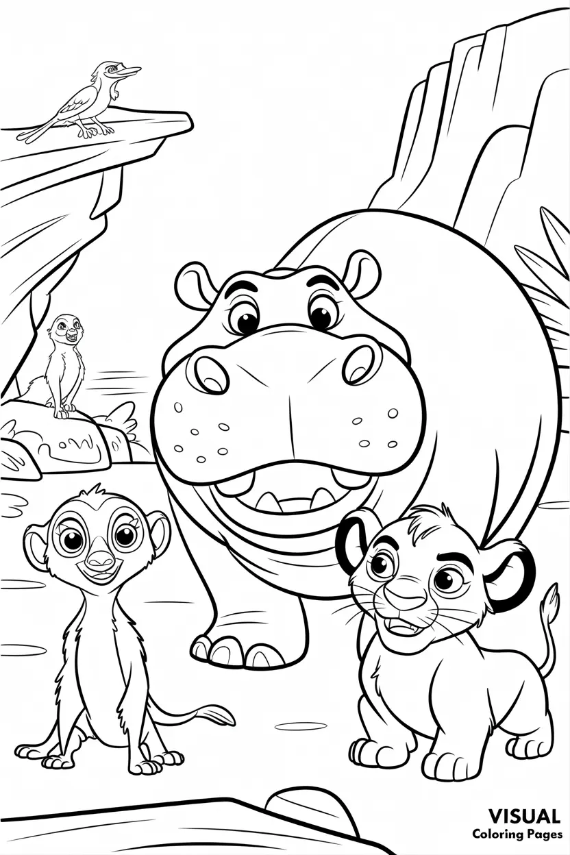 lion guard hippo coloring page for kids