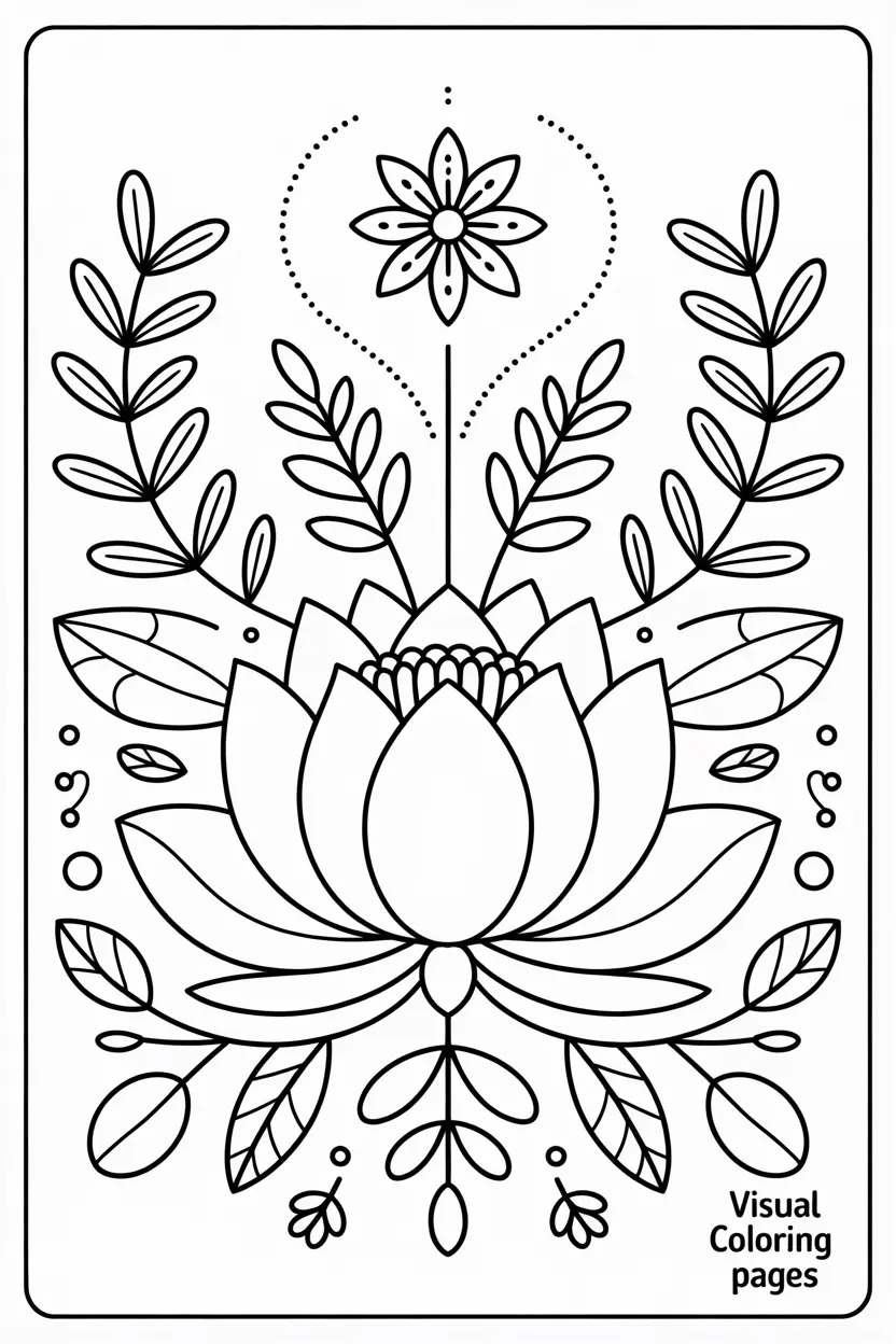 lotus flower boho coloring page for kids