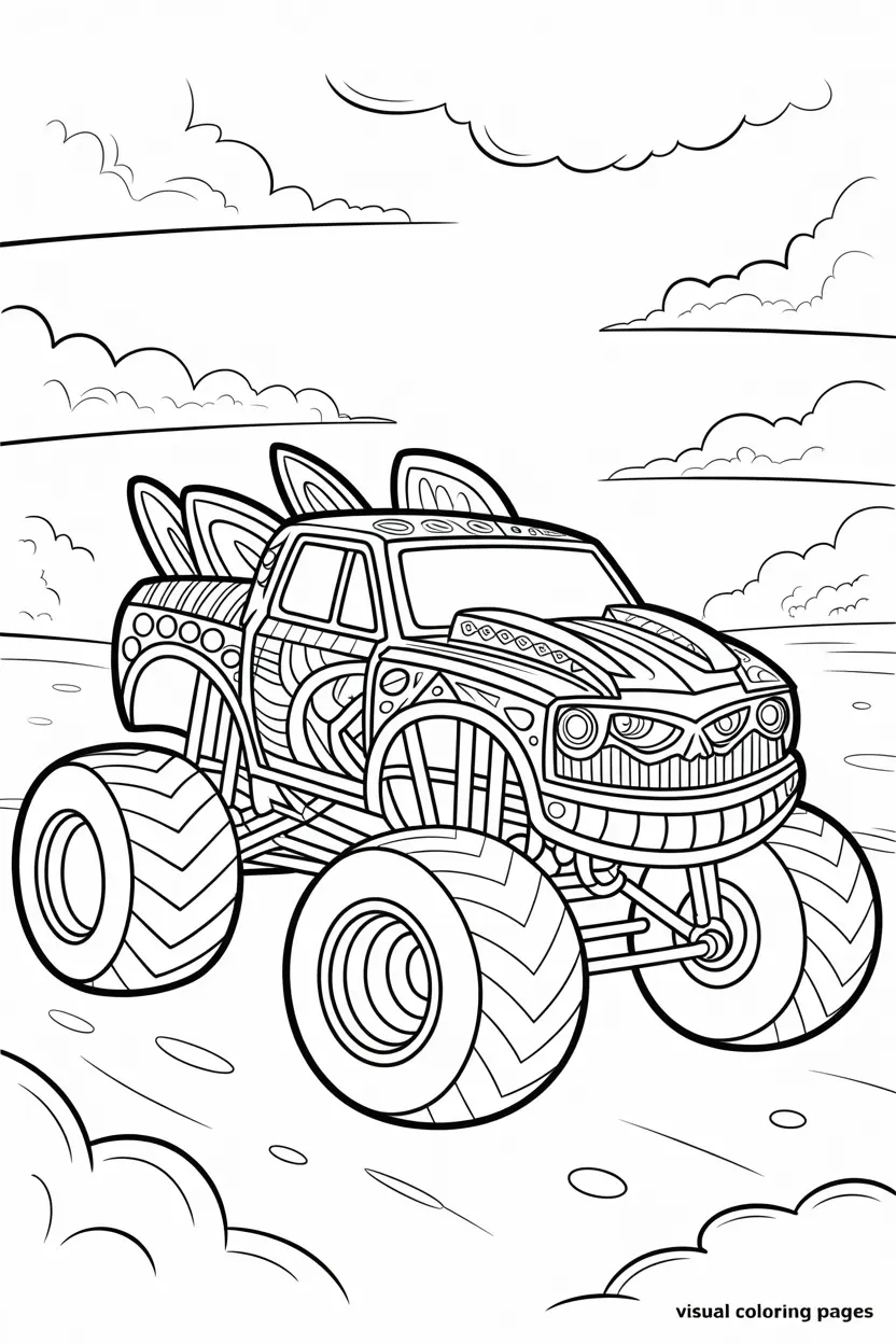 max d monster truck coloring sheet for kids