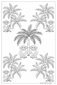 monkeys below a palm tree boho pattern
