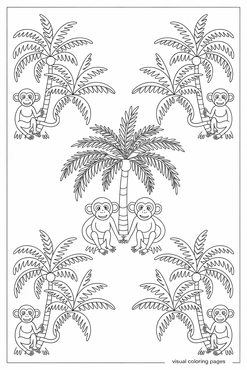 monkeys below a palm tree boho pattern