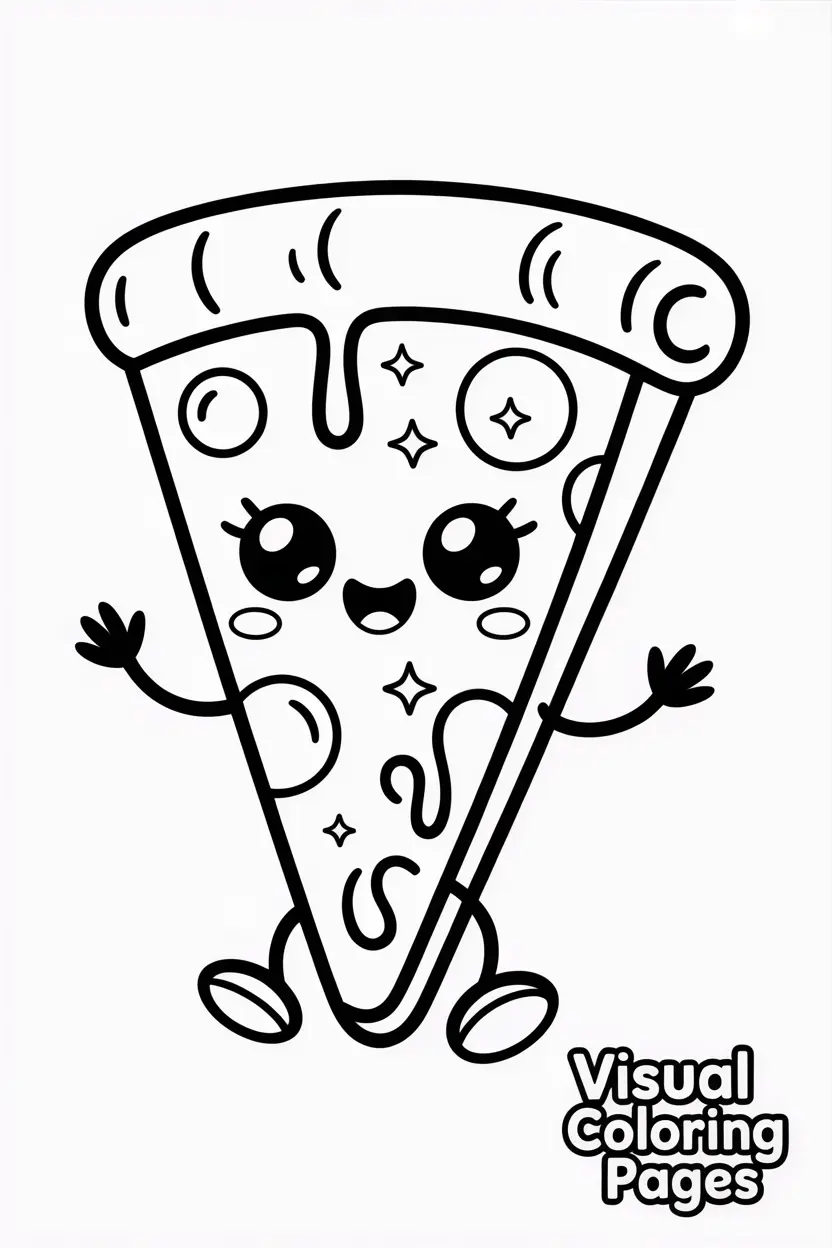 pizza slice with sparkly eyes