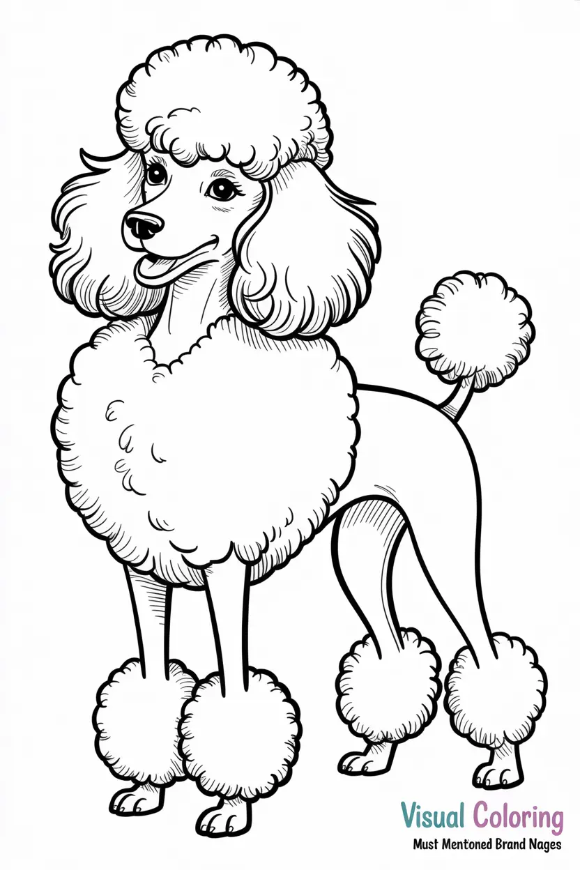 poodle with curly fur standing elegantly