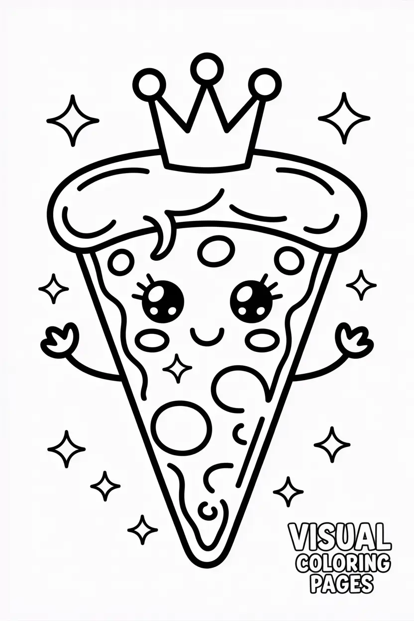 princess pizza slice wearing a crown and sparkles