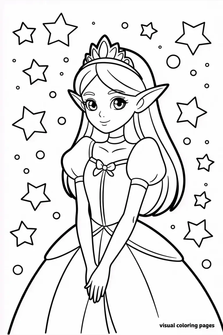 Princess Zelda in Gown Coloring Sheet