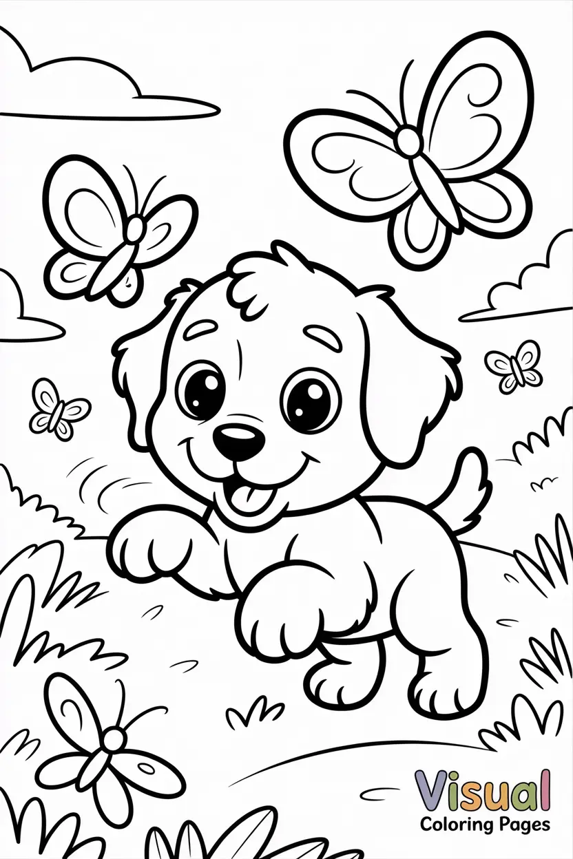 puppy chasing butterflies