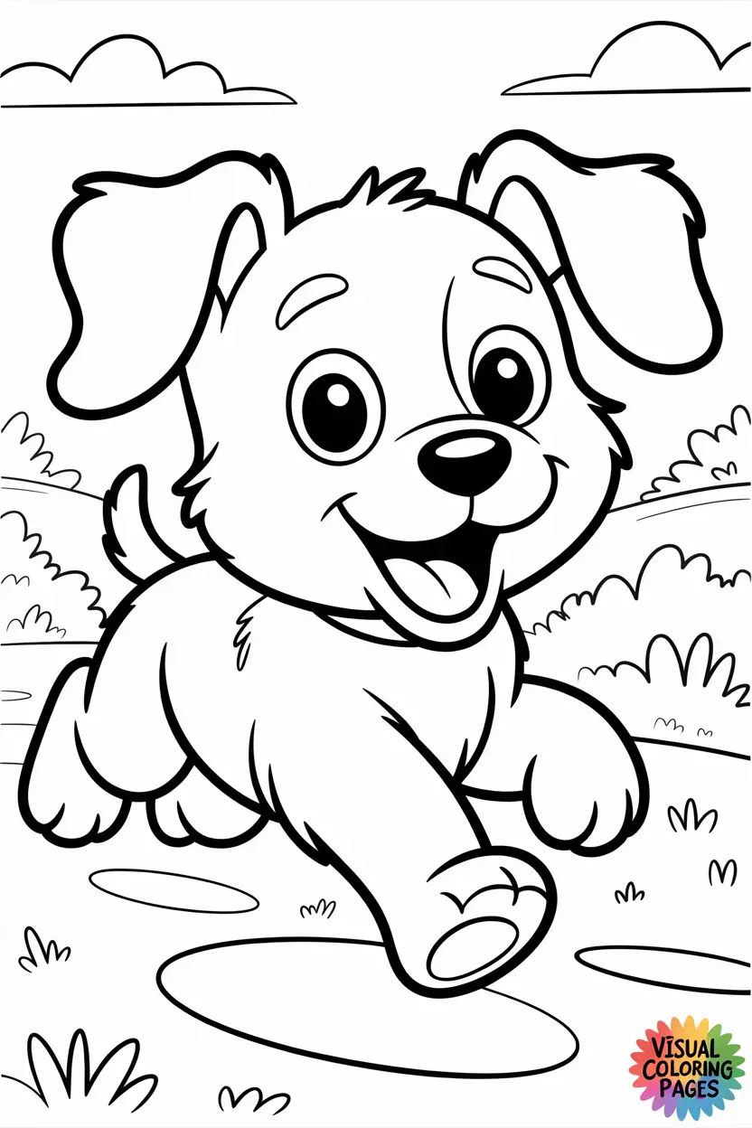 puppy running happily with floppy ears