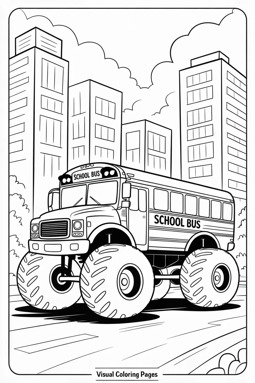school bus monster truck coloring page