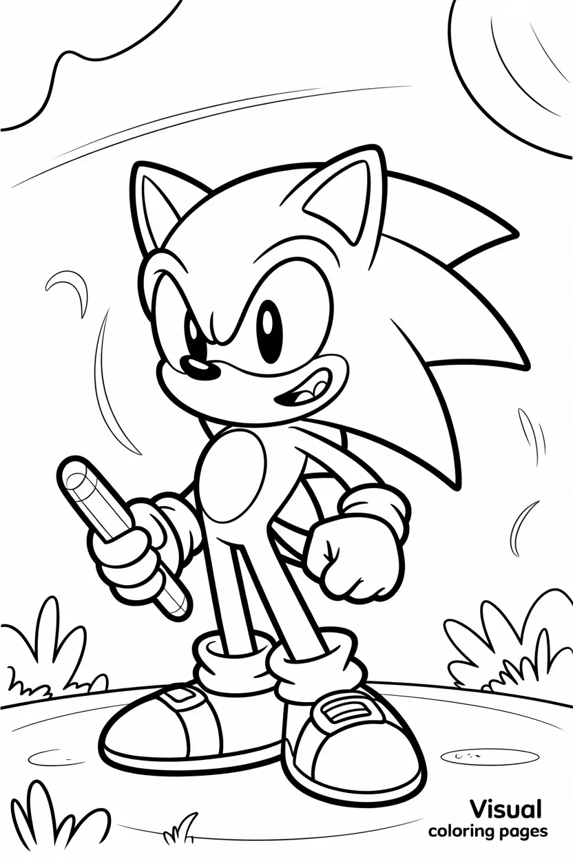 simple outline of sonic to color