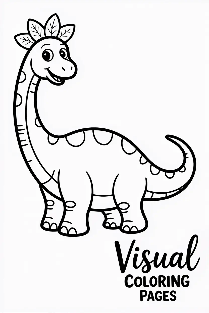 smiling brachiosaurus with a crown of leaves on its head