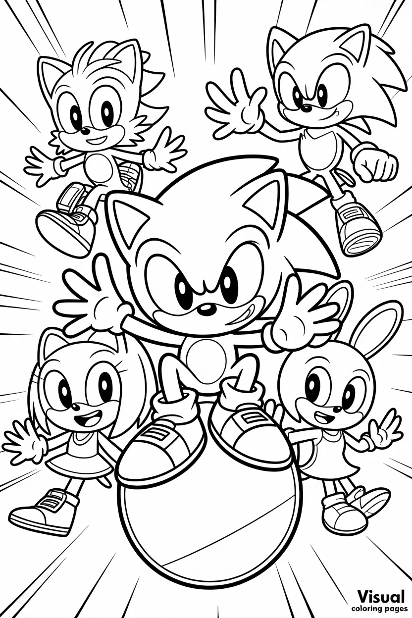 sonic and friends team coloring page